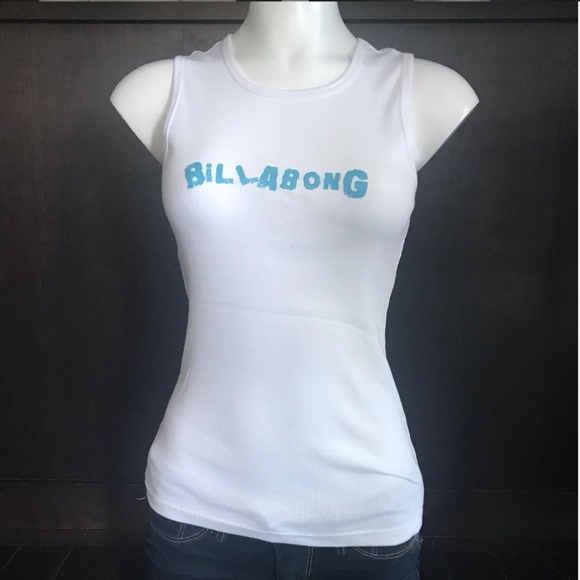 Billabong surf white & blue logo cotton ribbed tank top - Picture 2 of 5